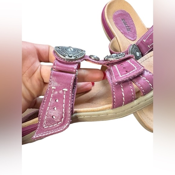 Earth Shoes Womens 8B raspberry pink Papaya Slides Sandals Rhinestones preloved - Picture 3 of 8